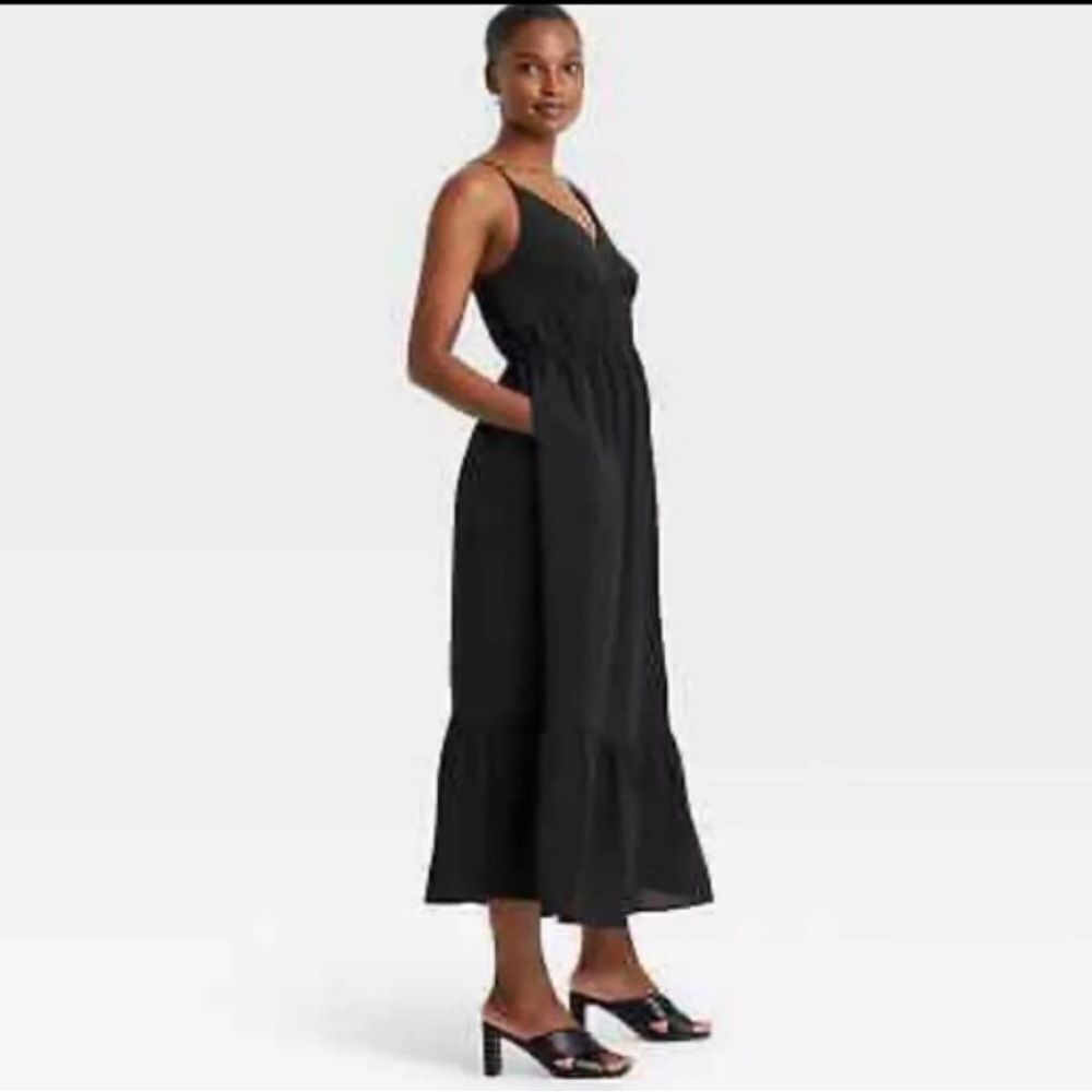 Who What Wear Sleeveless Ruffle Hem Midi Dress Black Size 1X